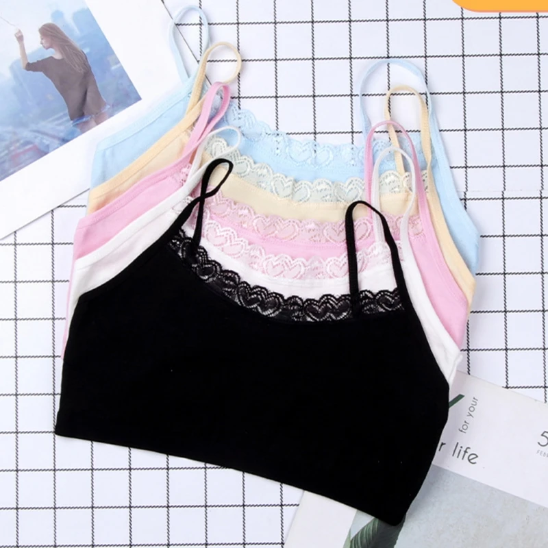 Solid Children's Breast Care Girl Bra 8-18 Years Hipster Cotton Teens Teenage Underwear Summer Kids Lace Vest Children Clothing