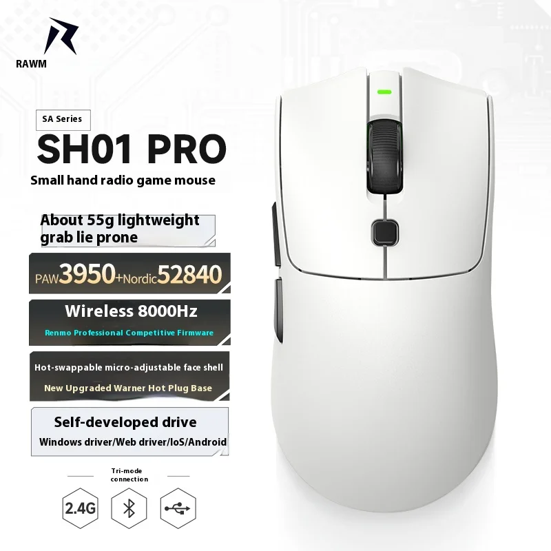 Rawm Sa-Sh01 Pro Gaming Mouse Bluetooth Wireless 3Mode