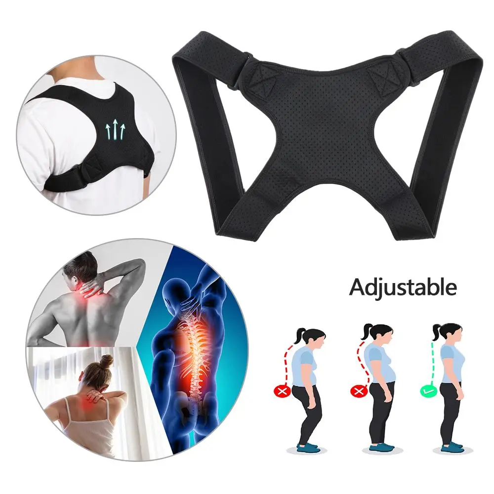 

Черный Регулируемый Корректор осанки, бандаж для тела, ремень для поддержки плохой спины, фитнес-инструменты для женщин и мужчин, унисекс, мягкий