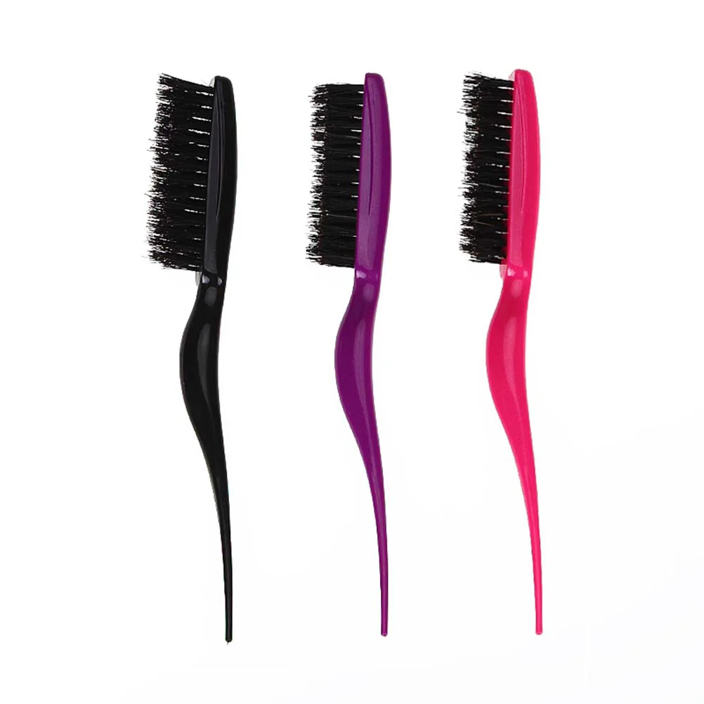

3pcs Bristles Row Comb with Pointed Tail And Teeth for Home And Salon (Black + Red + Purple)