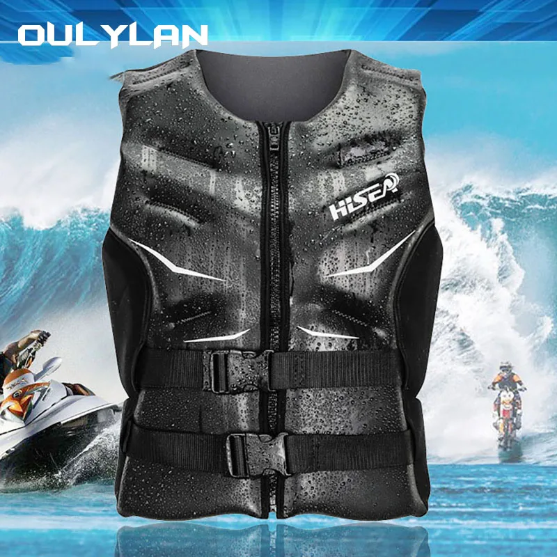Oulylan High End Leather Life Jacket Women Men Swimming Drifting Surfing Lifesaving Vest For Fishing Vest Drifting Water Rescue