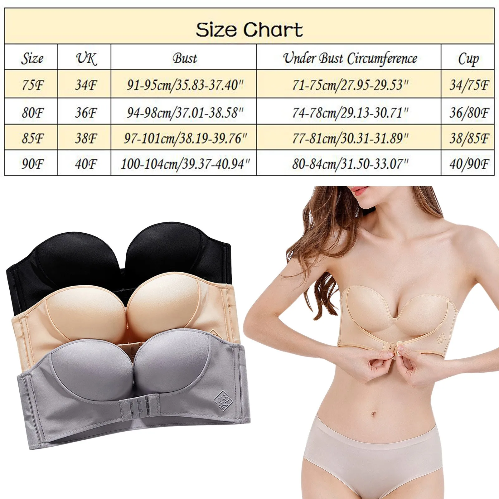 Strapless Bras for Women 2 Pack Large Bust Seamless Comfort Wireless Bra  Plus Size Push Up Bras Womens Sports Bras F Cup Bandeau - AliExpress