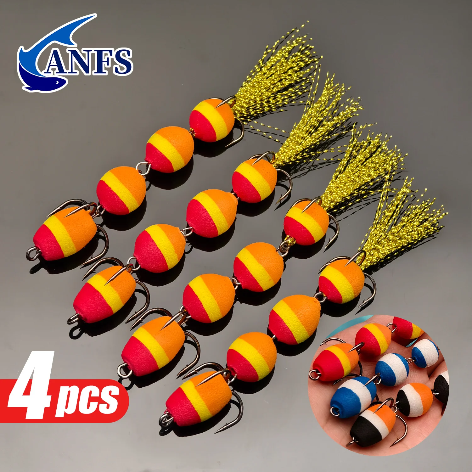 ANFS 4-teiliges EVA-Karpfenangelset – tragbarer künstlicher Karpfenköder, erstaunliches Angelgeschenk für Angler