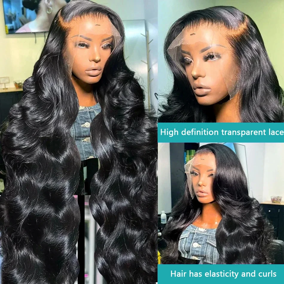 30 Inch HD Transparent 13x4 13x6 Pre Plucked Body Wave Lace Frontal Human Hair Wig Brazilian Hair Wig Women 250 Density