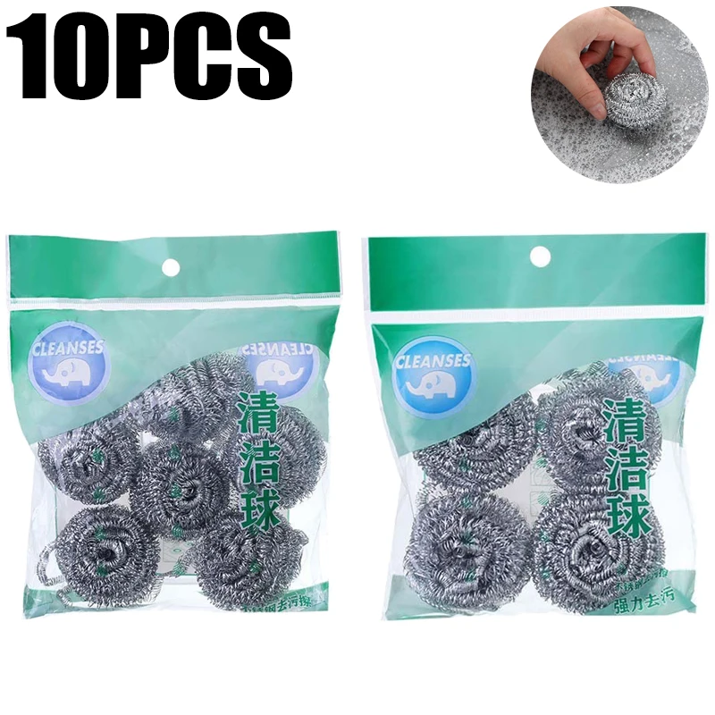 Cepillos de bolas de limpieza de alambre de acero Productos de limpieza para el hogar Esponjas para lavar platos con alambre Herramientas de cocina Eliminan el óxido y las quemaduras