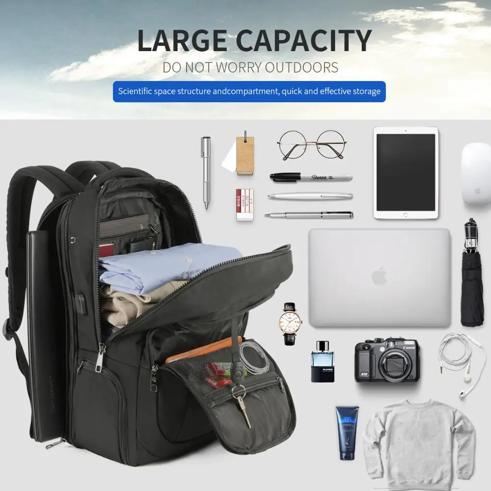 Lifetime Warranty Men's Backpack 17.3 inch Laptop Backpack Bag For Men 39L Large Capacity Travel Bag Anti Theft Bags For School