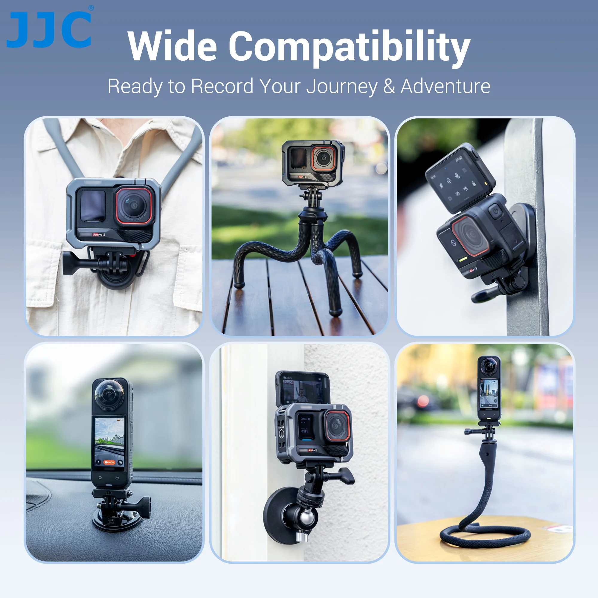 Insta360 Ace Pro 2, Ace Pro, Ace, Insta360 X5, X4, X3용 JJC 마그네틱 퀵 릴리즈 베이스 마운트 접이식 마운트 어댑터 브래킷