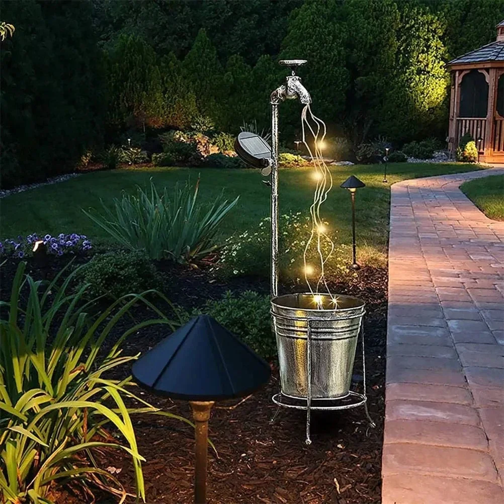 Solar Watering Tap Lights Led Iron Planter Lantern Waterproof Yard Outdoor Garden Decoration Outdoor Landscape Stopcock Lamp solar garden light