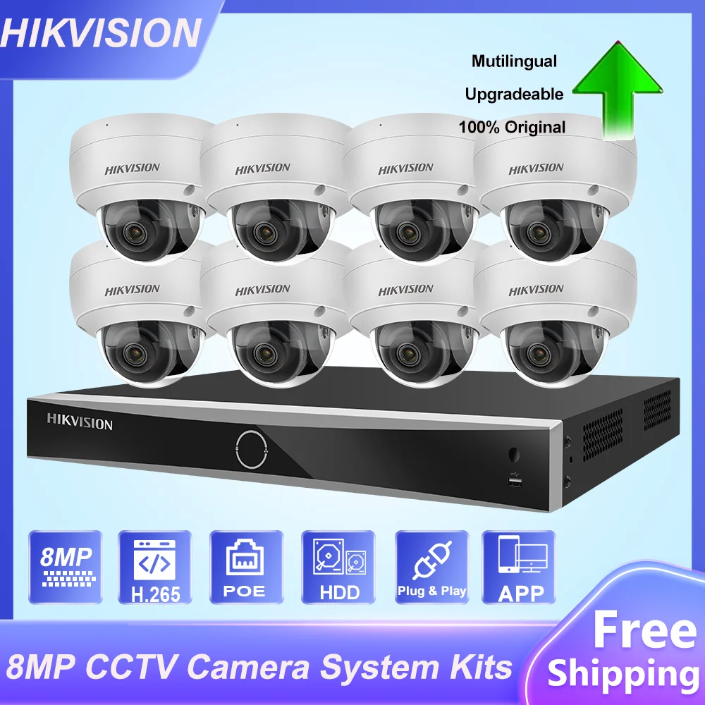Hikvision HIKVISION 4K CCTV SYSTEM IP POE 8MP AUDIO MIC CAMERA NIGHT VISION SECURITY KIT 