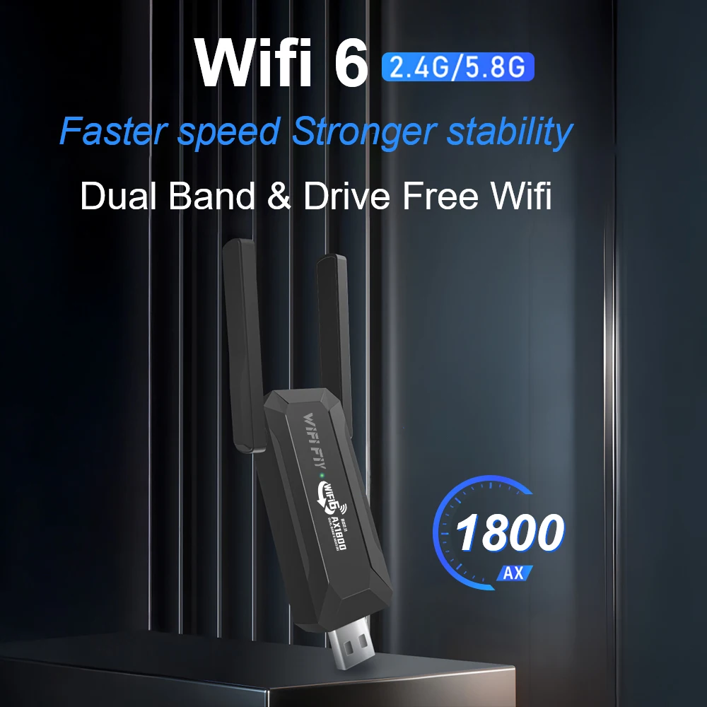 WiFi 6 USB 어댑터 1800Mbps 무선 네트워크 카드 USB 3.0 트라이 밴드 2.4G 5G Wifi 수신기 Wifi 핫스팟 및 AP 기능