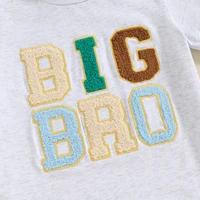 2024-01-11 Lioraitiin Summer Toddler Baby Boy T-Shirts Rompers BIG BRO Fuzzy Embroidered Letter Crewneck Short Sleeve Tops - Image 6