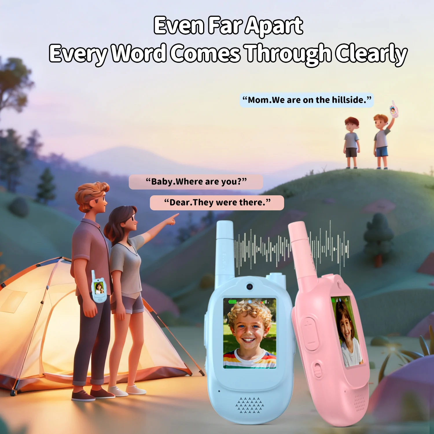 Children's Video Walkie-Talkie with Voice Changing & Rechargeable Battery - Portable Fun Intercom Device