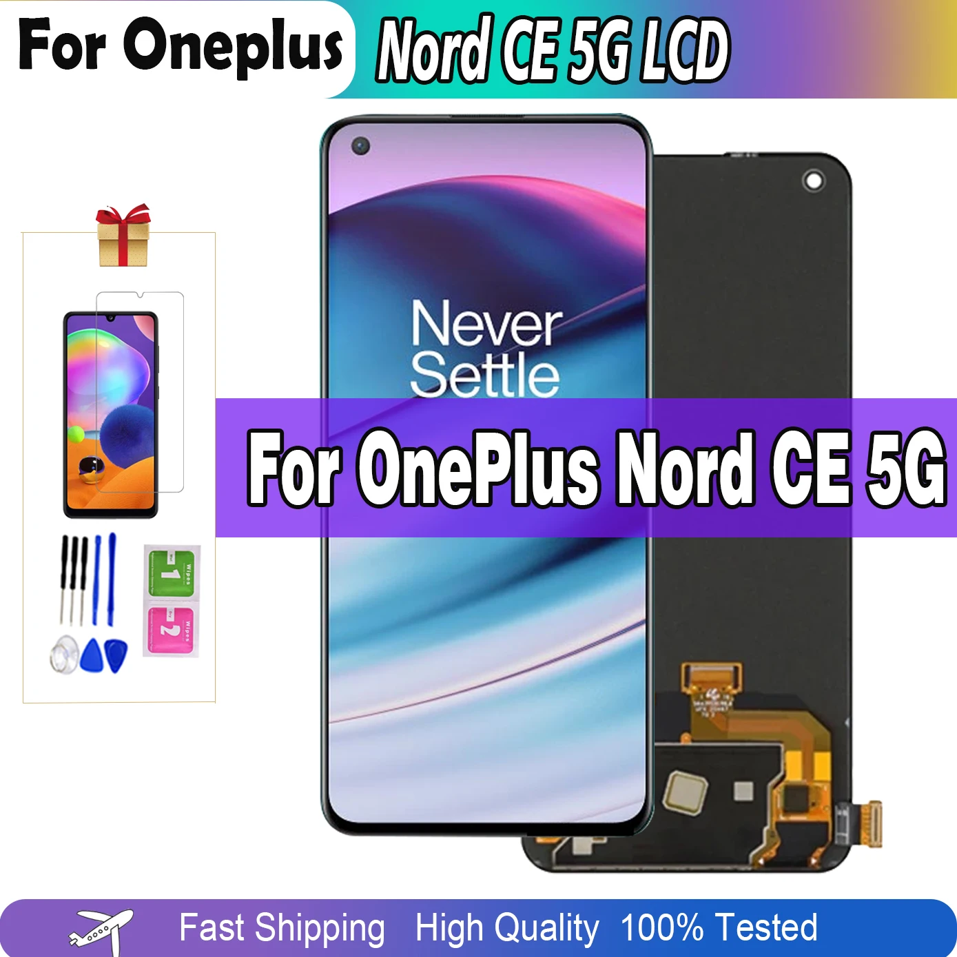 

6,43 "100% протестированный оригинальный AMOLED для OnePlus Nord CE 5G LCD EB2101, EB2103 запасные части дисплей сенсорный экран дигитайзер