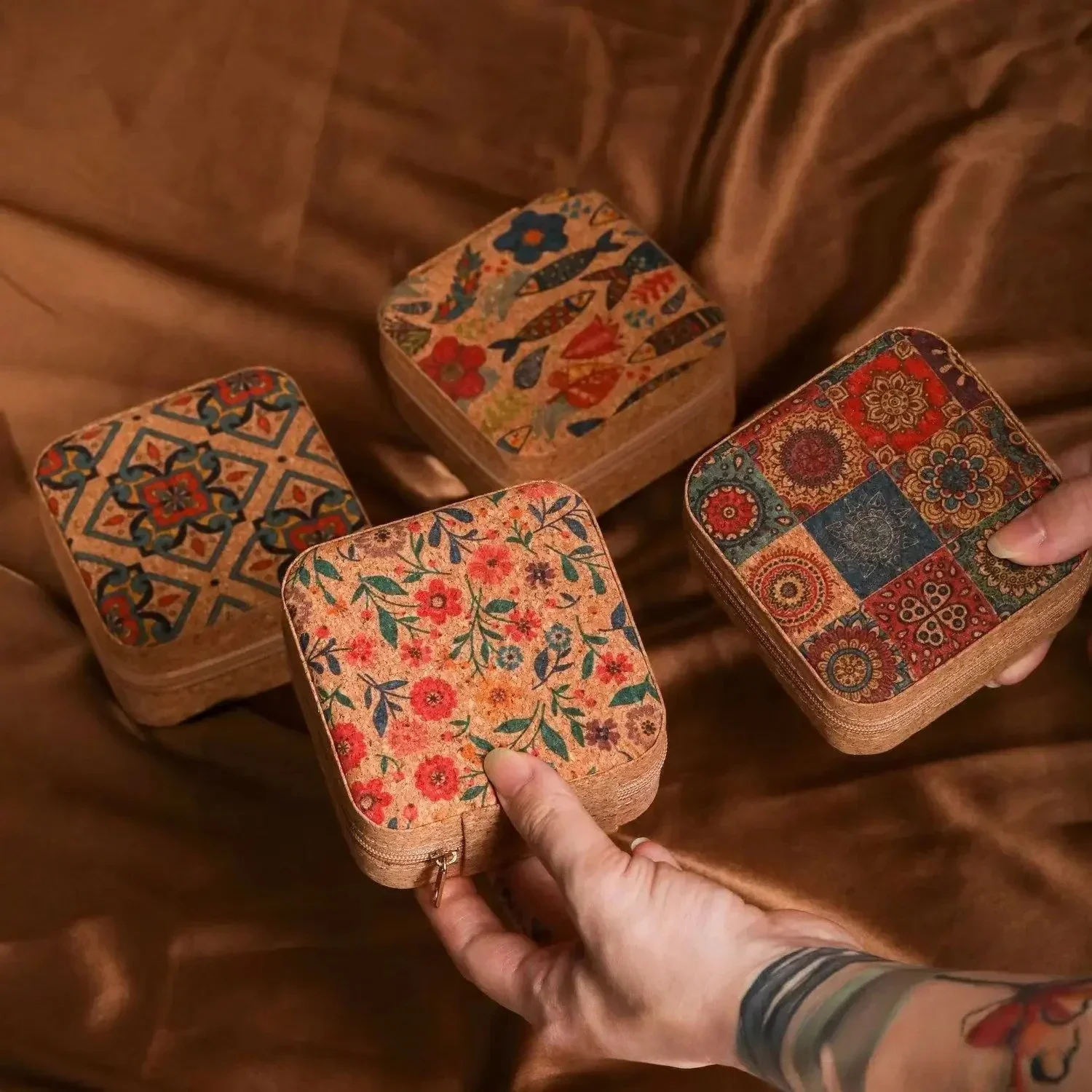 1PC Portable Retro PU Leather Jewelry Box Elegant Storage Case for Rings Necklaces Bracelets Traditional Chinese Style Gift Box