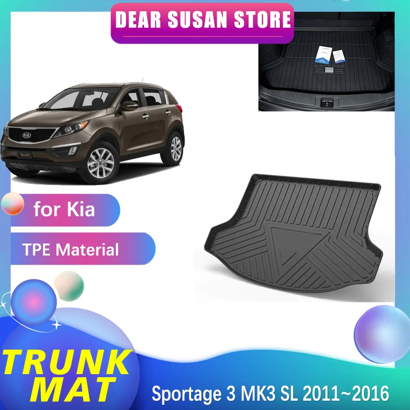 

Car Rear Trunk Mat For Kia Sportage 3 MK3 SL 2011~2016 2012 TPE Waterproof Carpet Panel Custom Liner Pad Cover Tray Accessories
