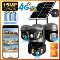 V380 Pro 15 MP Solar Camera Three Lens Two-way Audio Outdoor IP66 Waterproof Built-in Battery Security CCTV HD 4G Network Camera