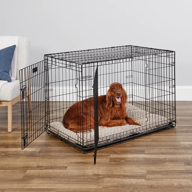 Vibrant Life Double Door Metal Wire Dog Crate with Leak-Proof Pan and  Divider，42 inch 