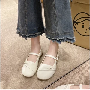 2024 New Round Toe Comfortable Casual Flat Shoes Solid Color Buckle Elegant Shallow Mouth Breathable Women's Shoes NO:X10