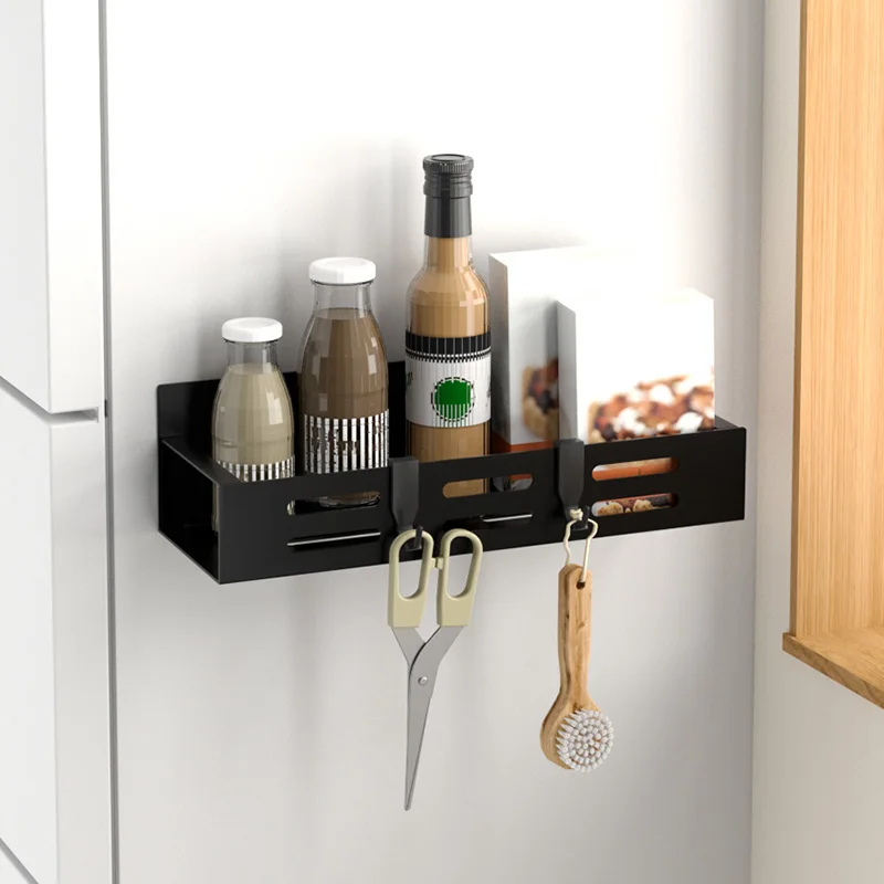 Storage Organizer Magnetic Seasoning Rack Hook SpaceSaving Shelf Wall Mount Kitchen Accessorie 1/2pcs