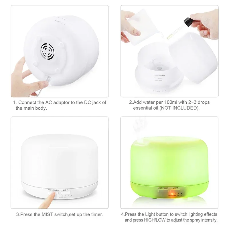 1000ML Air Aroma Diffuser Ultrasonic Humidifier home 7 Color LED Light Electric Aromatherapy Essential Oil Aroma Diffuser 6