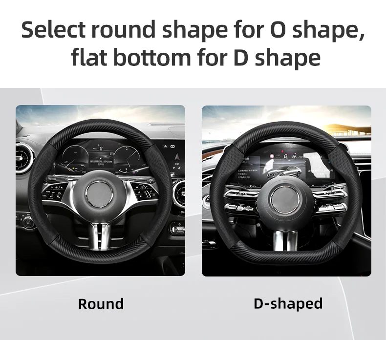 Maßgeschneidertes perforiertes echtes Leder, strukturiertes Lenkrad aus Kohlefaser, Sport-Autozubehör, atmungsaktiv, für Golf, BMW, Fiat – Detail 12