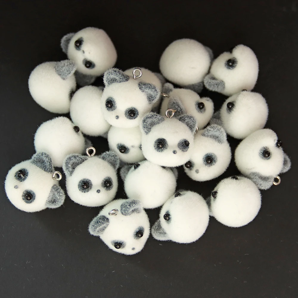 3Pcs 3D Cute Flocked Frog Cat Panda Charms Cartoon Resin Pendant For Making Diy Earrings Keychain Handmade Accessories Supplies