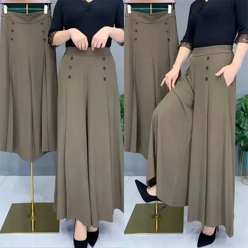 Summer Thin Wide Leg Pants Women Loose Mom Pants Drapey High End Anti-Wrinkle Premium Quality Long Trousers Female Garment