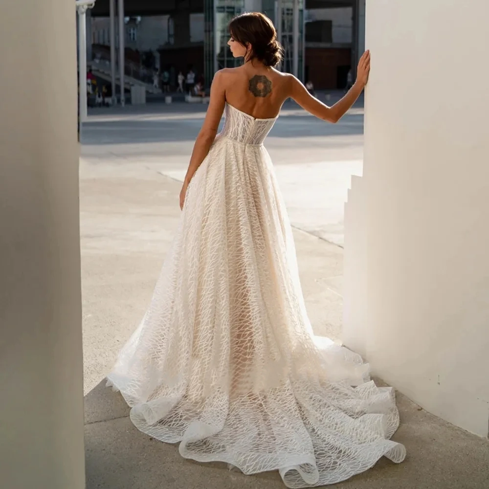 Vintage Wedding Dresses Backless Sleeveless Sexy Bridal Gowns A-Line Robes Lace Appliques Elegant Vestidos De Novia Customized 2