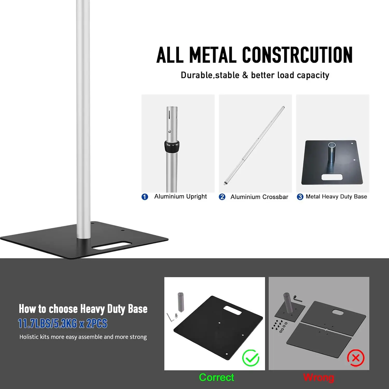 Double Crossbar Tube and Curtain Kit, Adjustable Mobile Backdrop Stand for Event Party and Wedding Decoration, 10*10ft