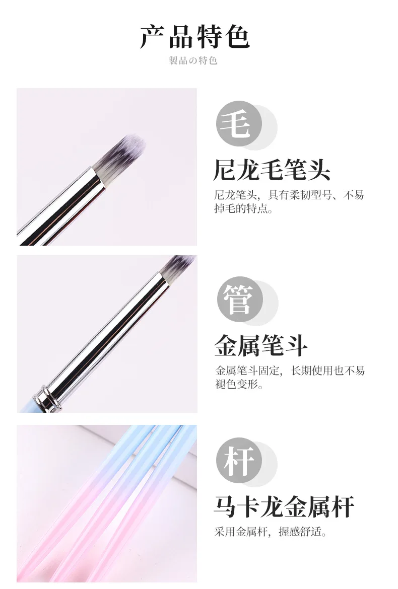 Description Picture 6 of itemNail Art Stripes Lines Brushes DIY Painting Flower Brush Powder Acrylic UV Gel Drawing Pen Dotting Tools Manicure Nail Brushes