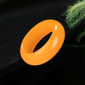 Yellow Jade Ring Jewelry Chinese Jadeite Charm Hetian Fashion Crafts Natural Woman Gifts Amulet Gemstone Carved 1