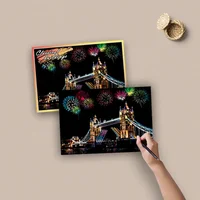 4Pcs Children DIY Night Scene Art Scratch Painting City Building Landscape Kids Educational Toys Child Birthday Gift Room Decor 2
