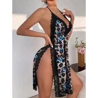 Sous-vêtements Sexy pour femmes, grande taille, chemise de nuit ample, pyjama fendu 3