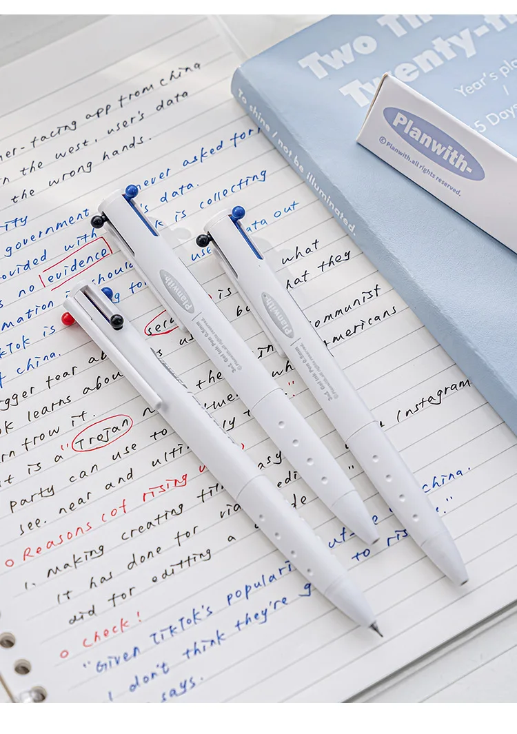 Planwith 3 in 1 Multifunktions-Gel stift 0,5mm schwarz/blau/rote Tinte füllt Kugelschreiber mit Kugelschreiber – Detail 13