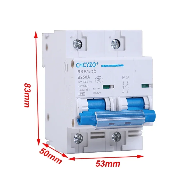 Disjoncteur DC 2p 12-125V 1P, protection automatique l'inventaire pour véhicule électrique 80A/100A/125A/200A/250A, protection de batterie