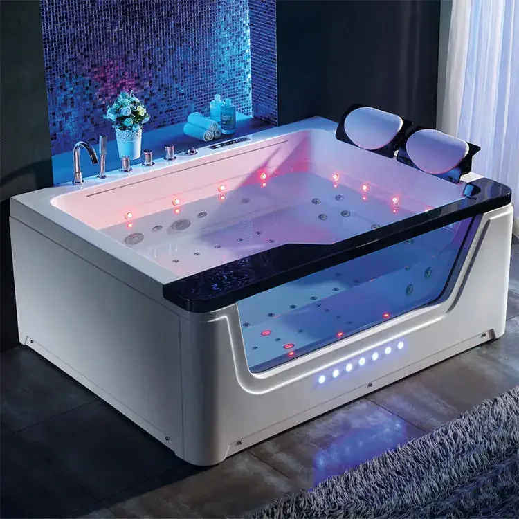 2-Person Acrylic Luxury Massage Free Standing Whirlpool Indoor Jacuzz Bathtub
