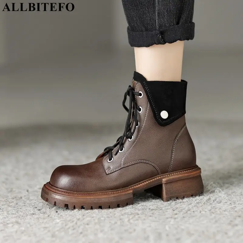 

Size 34-40 2022 New Cross Tied Soft Genuine Leather Women Boots Fashion Female Thick Bottom Non-Slip Winter Shoes Ankle Boots