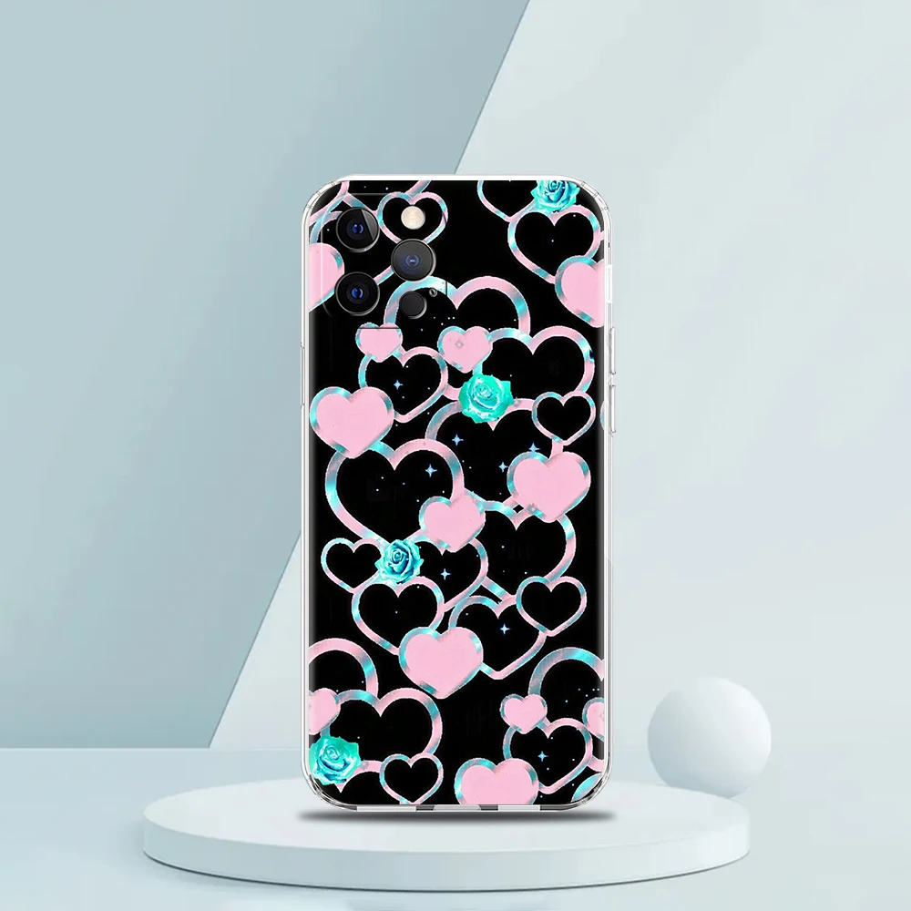 Gold Rose Love Heart Luxury Soft Silicone Clear Phone Case