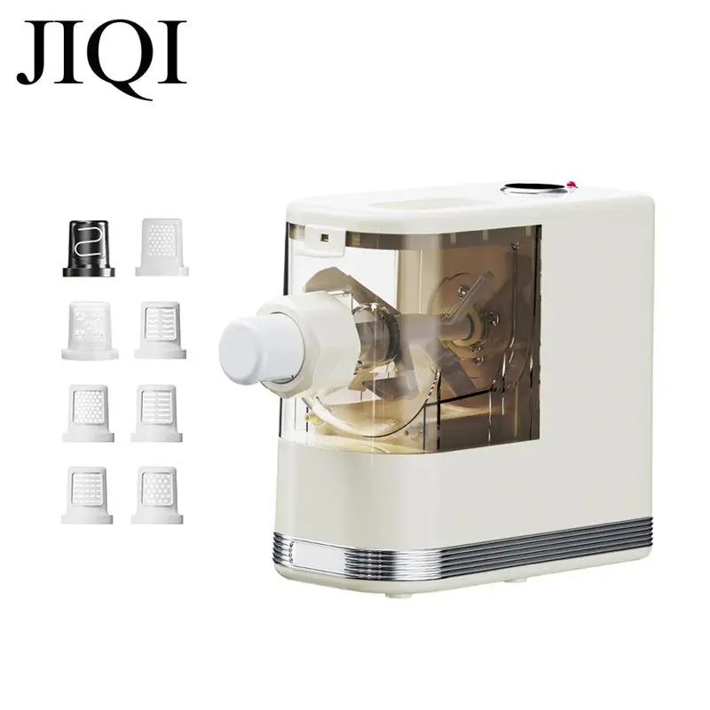 JIQI Automatic Noodles Maker Dough Kneading Pasta machine Chinese Dumpling Skin maker Ramen Pressing with 8 Mold Desktop Blender
