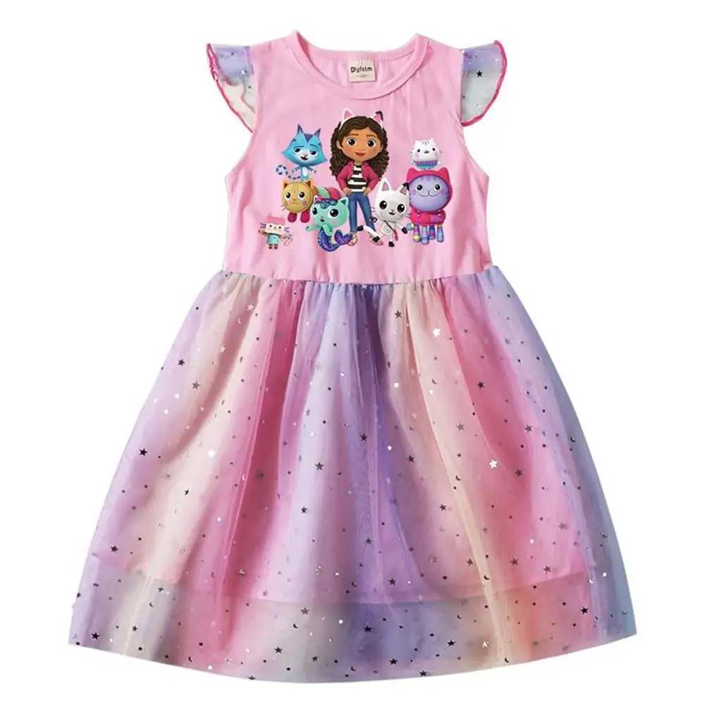 Girls Dresses Gabby's Dollhouse Cosplay Costumes Kids Cartoon Birthday Party Outfits Casual Summer Clothing