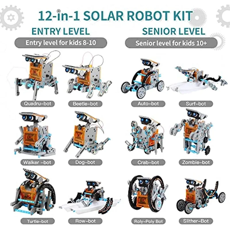 12-in-1 STEM Solar Robot Kit Educational Science Experiments for 8-13 Year Olds