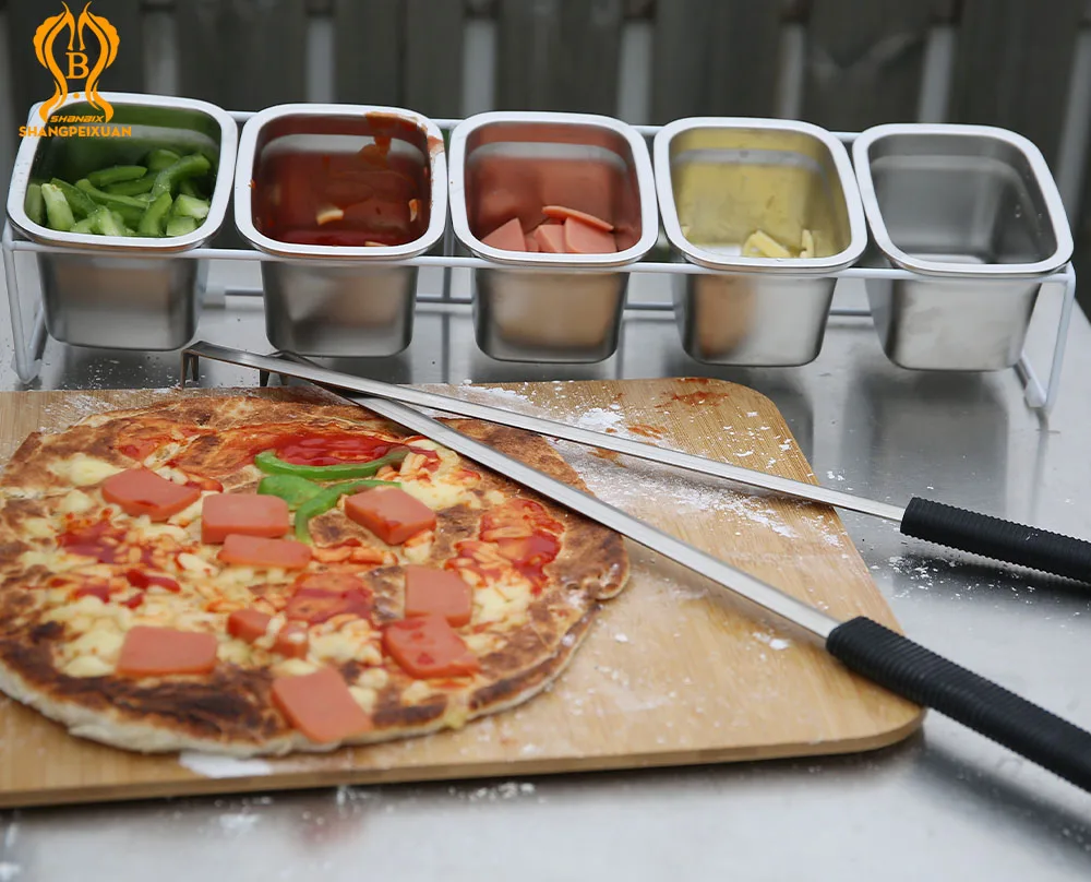 Pizza ingredient container SHANGPEIXUAN seasoning topping station stainless steel for fridge storage