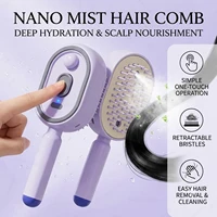 Brosse à cheveux électrique 2-en-1 avec pulvérisation d'eau, réduit les frisottis, antistatique, peigne massant rétractable à vapeur 1