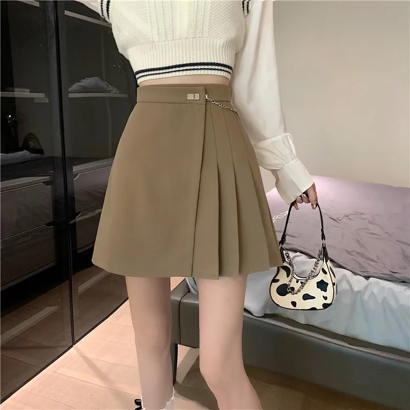 High Waist Mini Skirts Women New 2022 Korean Style Streetwear All-match Solid Color Ladies A-line Short Pleated Skirt purple skirt