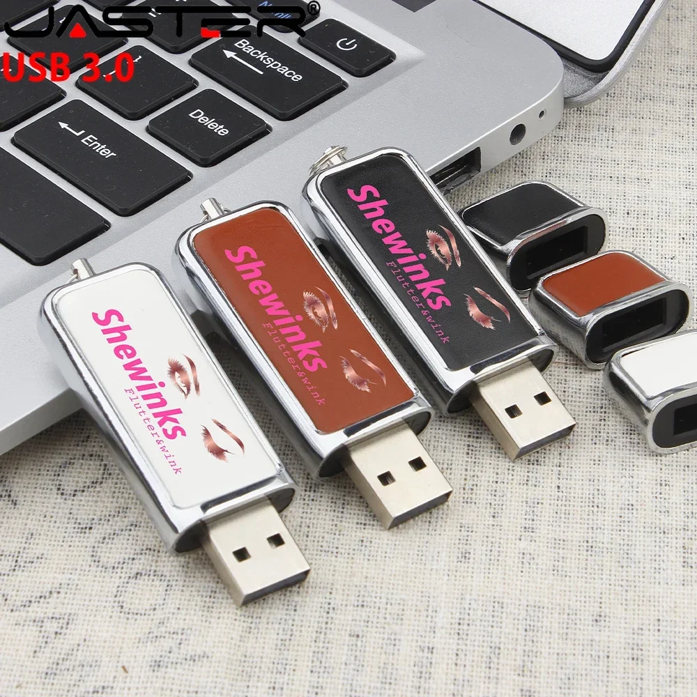 thumbnail image 5 of Memoria USB de regalo de alta gama JASTER de 128 GB 3.0 de cuero negro, memoria USB de 64 GB, memoria USB de 32 GB, caja de cartón, logotipo de REGALO, regalos de boda, 5 of 5