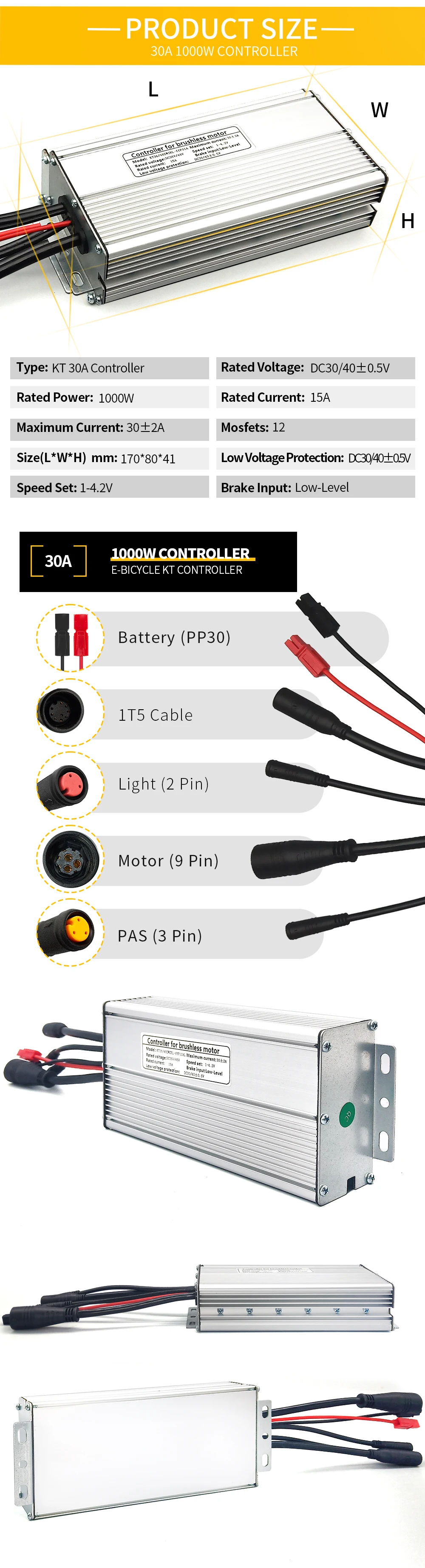 Description Picture 5 of itemEbike KT Controller 36V/48V 250W-1000W Julet Waterproof Plug 15A/17A/22A/25A/30A For Electric Bicycle Motor Conversion Kit