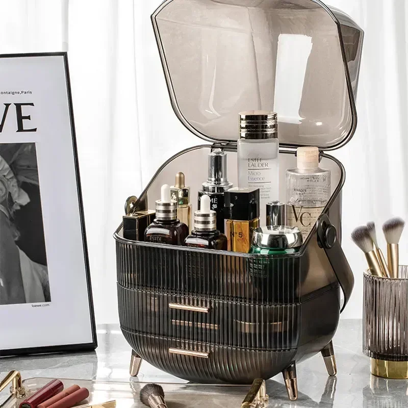 

Box Up Desktop With Cosmetic Drawer Skin Holder Capacity Make Lid Brushes Organizers Large Storage Storage Dustproof Makeup Care