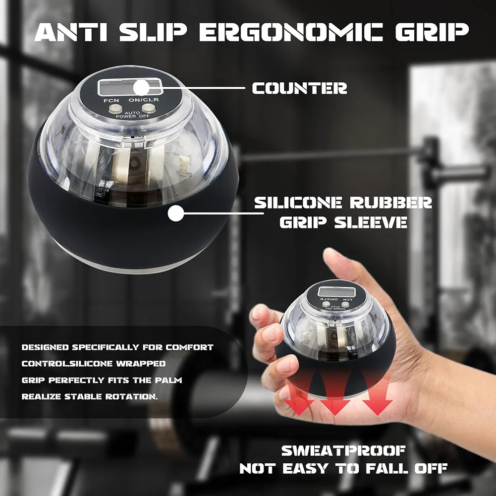 Auto Counter Gyro Ball Wrist Power LED Wrist Ball  Power Trainer Ball for Forearm Gyro Wrist Exerciser for Strengthening Muscle
