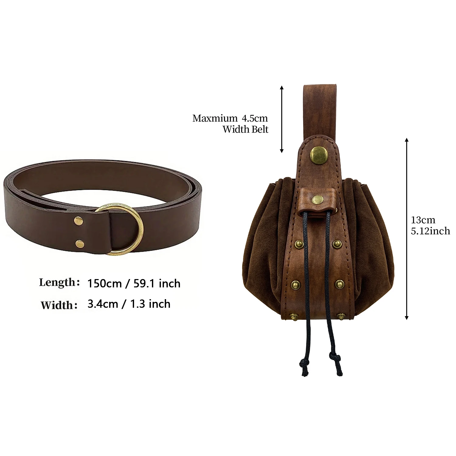 Medieval Vintage Money Pouch Bag Costume Accessory Men Women Viking Leather DrawstringBag Coin Purse
