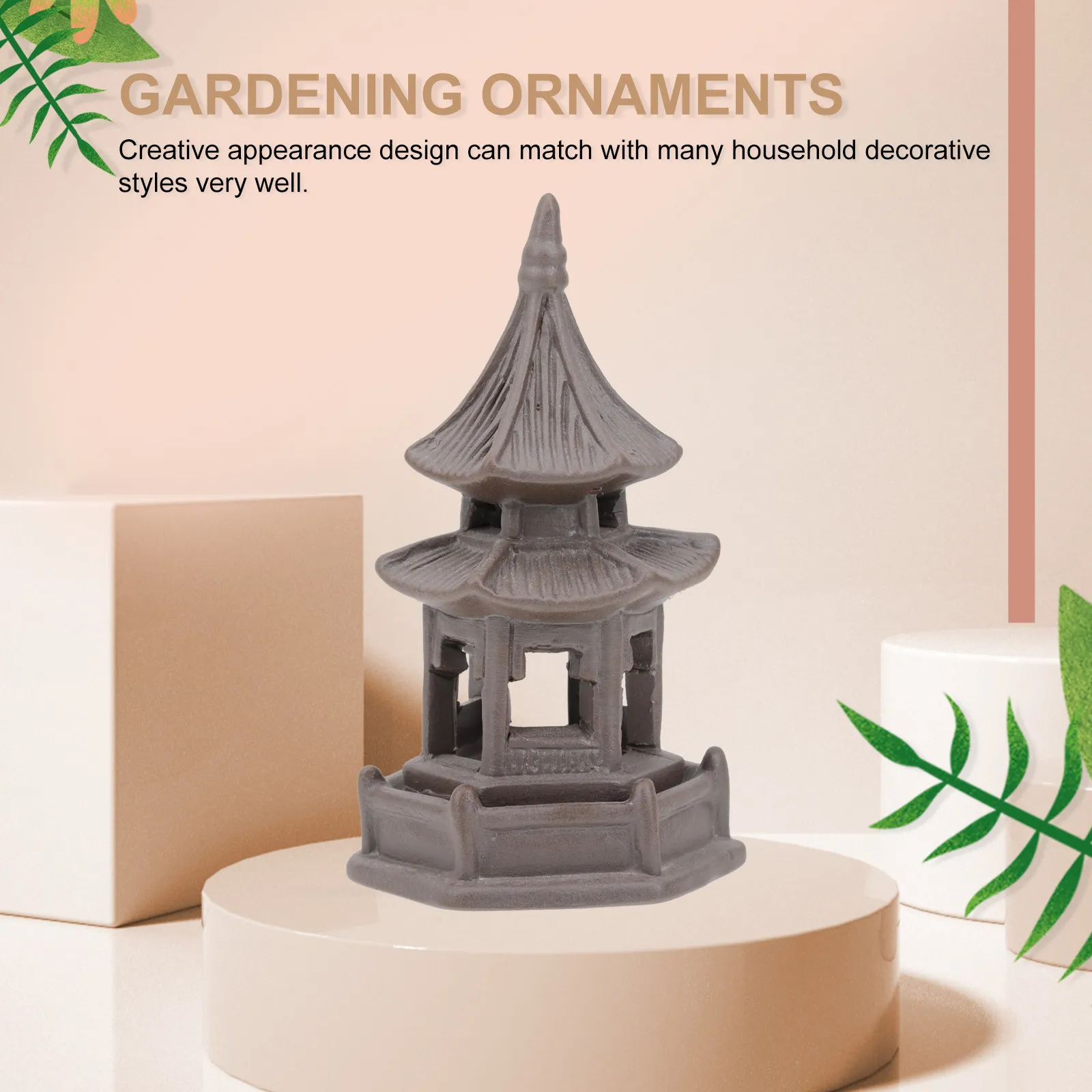 3Pcs 세라믹 탑 모양 조경 장식품 정원 장식 야외 데스크탑 책장 홈 장식 마이크로 조경 장식품